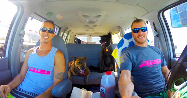 White and fiance and business partner Ryan Saca and their two dogs Teela and Grizzly hit the road in the family's 1973 airstream trailer cheekily named the Silver Sausage