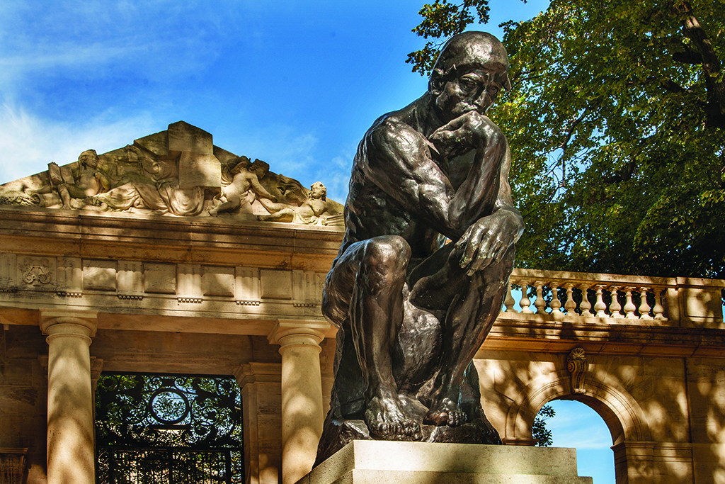 Rodin’s “The Thinker” muses at the gateway to the Rodin Museum on the Benjamin Franklin Parkway in Philadelphia. One of the city’s museum gems, this elegant structure houses the largest collection of work by Auguste Rodin outside of his native France.