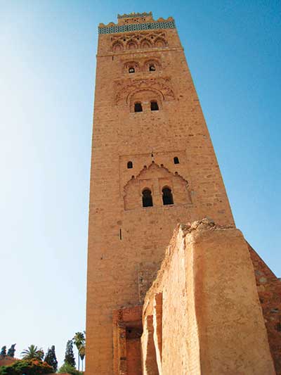 Minaret of the Koutoubia Mosque on Jemma el Fnaa