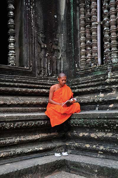 Monk Meditates at Angkor Wat