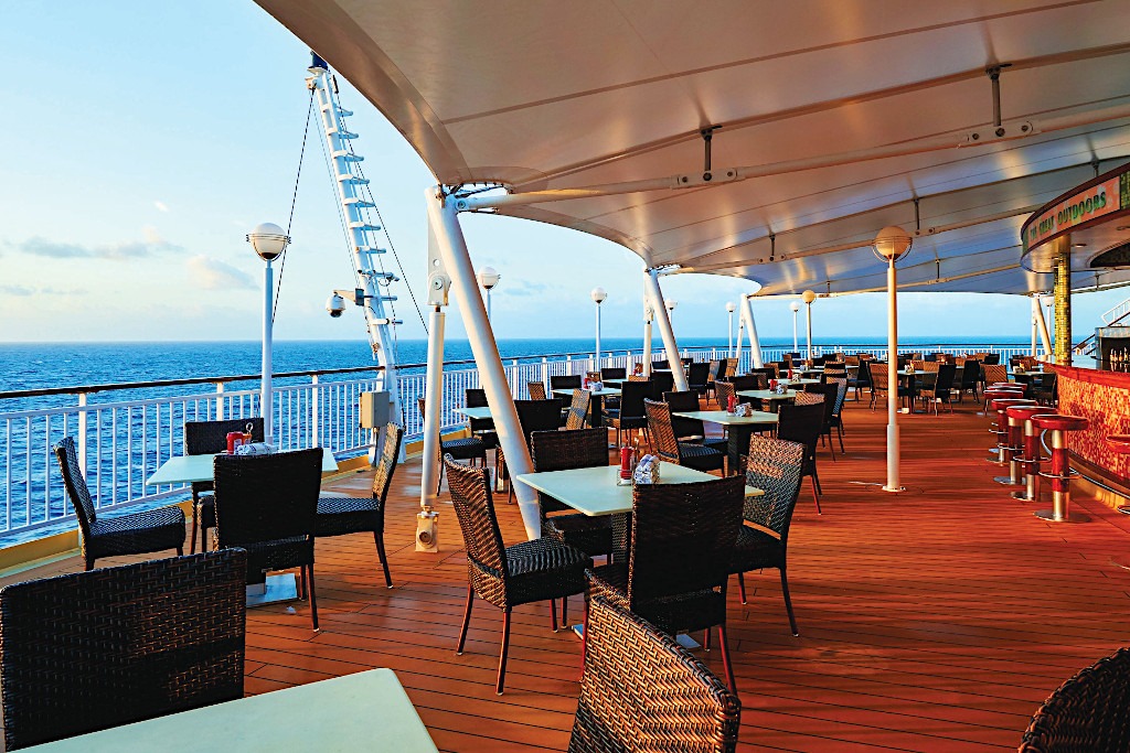 Transatlantic Cruise Ship outdoor dining deck