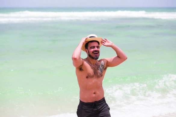 Salvador Nunez enjoying Playa Caribe in the town of Juan Dolio (Photo by Fran Afonso)
