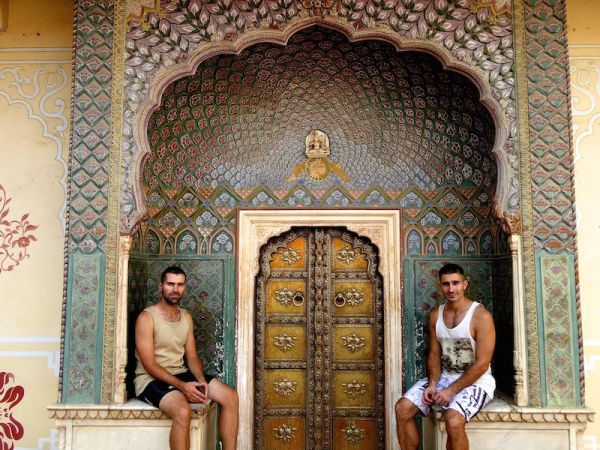 Do we really look like brothers? Posing at Jaipur’s City Palace in Northern India