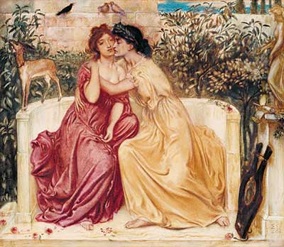 “Sappho and Erinna in a Garden”at Mytilene by Simeon Solomon 