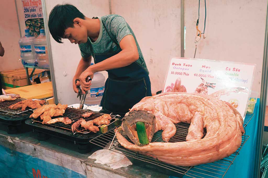 Crocodile Meat at Street Market