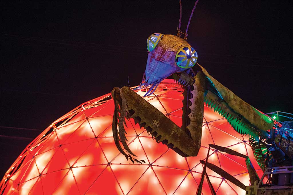 Giant Praying Mantis Sculpture in Front of Container Park in Downtown Las Vegas