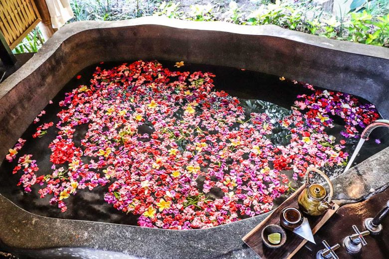 Romantic Bath Filled with Flower Petals