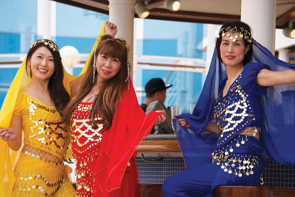 Japanese Passengers in Colorful Outfits