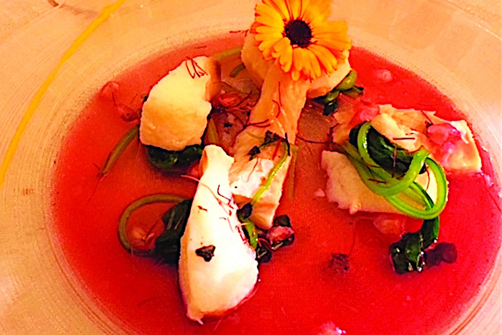 Cod with Saffron Rose Infusion at Cuculia - Florence Cuisine