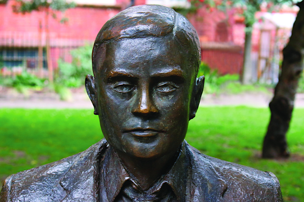 Sculpture of Alan Turing in Sackville Gardens in Northern England