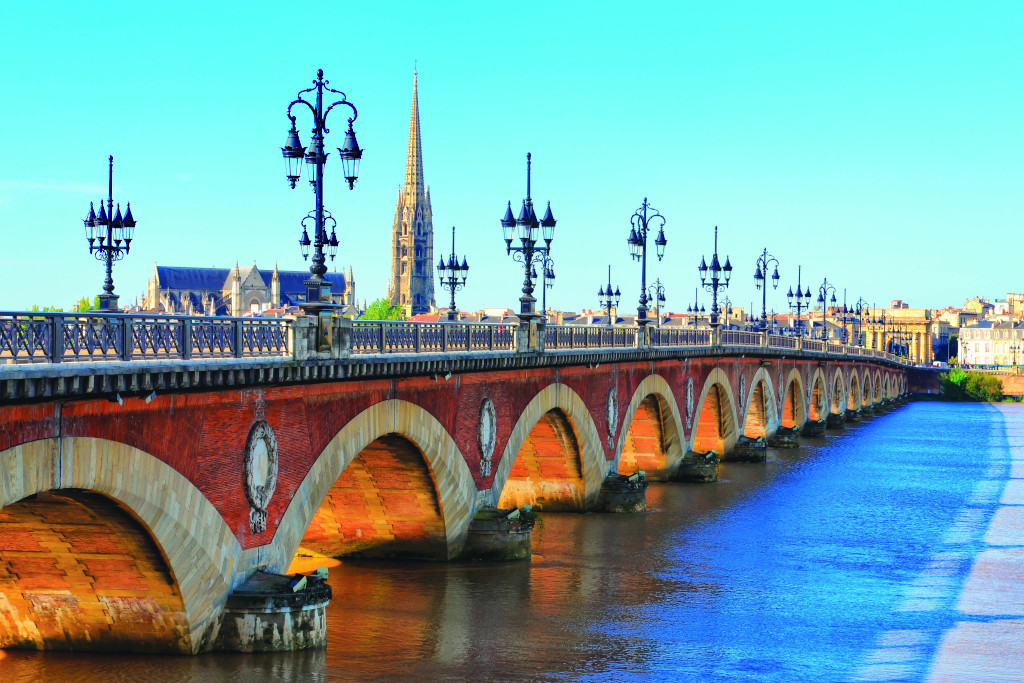 Pont de Pierre Bridge in Bordeaux, France