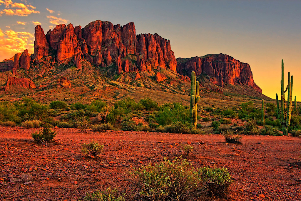 Sunset in the desert in Phoenix, Arizona