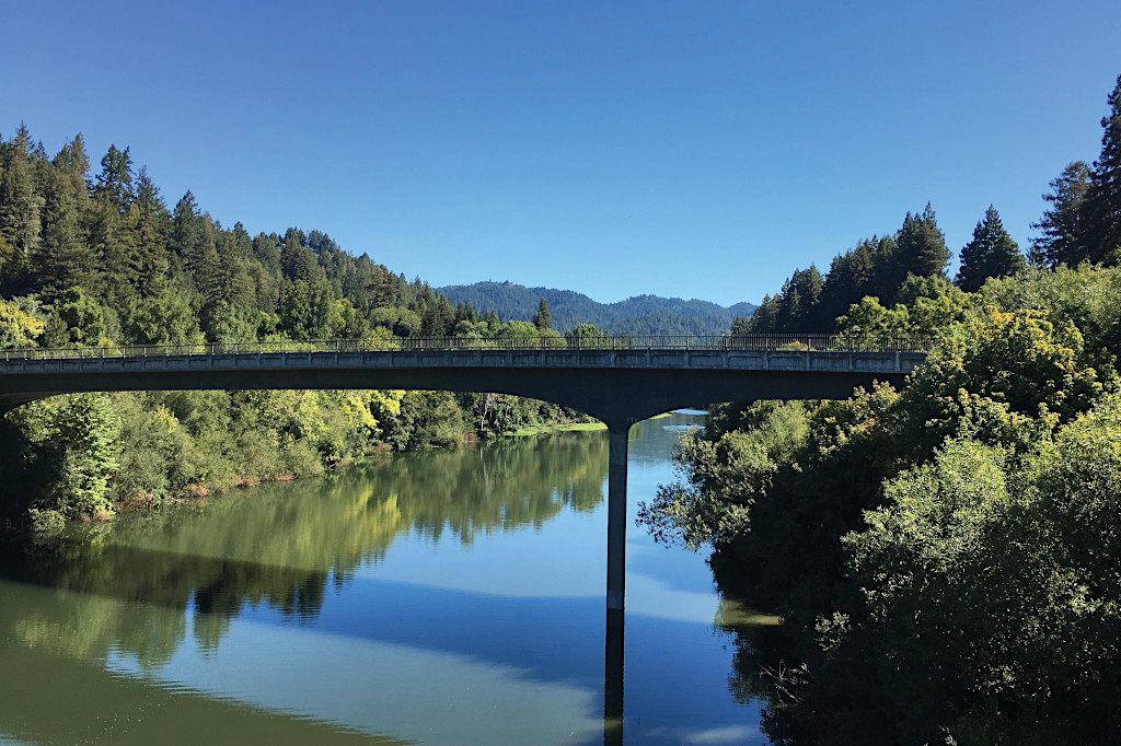 Pedestrian Walkway Over The Russian River in Sonoma County, CA