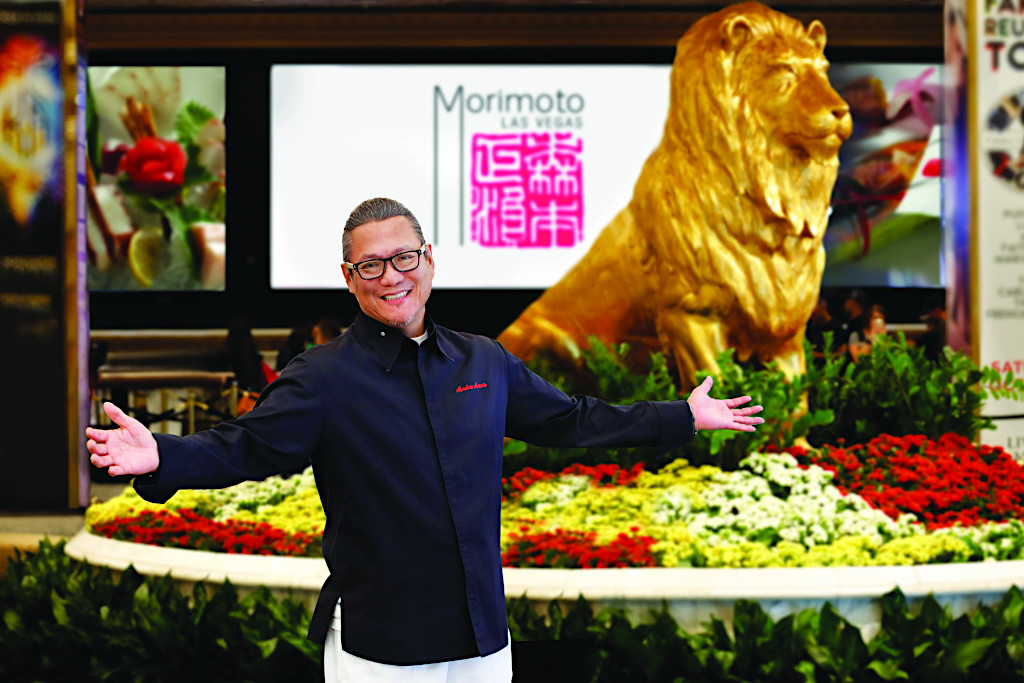 Chef Morimoto with MGM Grand Lion - Las Vegas Asian Cuisine