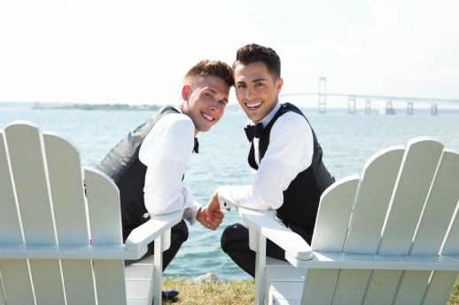 Domenic and Alex in Newport after Their Wedding at OceanCliff
