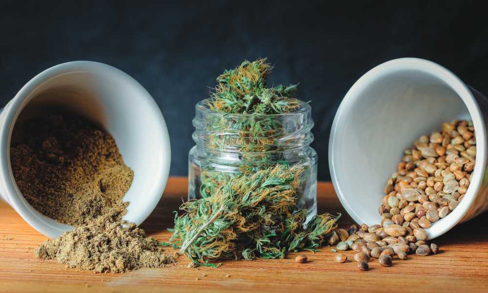 Cannabis Flour, Flowers, and Seeds (Photo by Omar Tomaino)