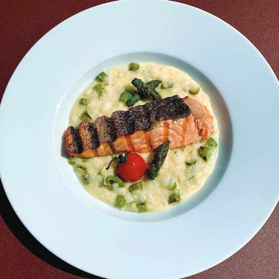 Salmon with Asparagus Risotto VP Brunch (Photo Credit Arthur Wooten)
