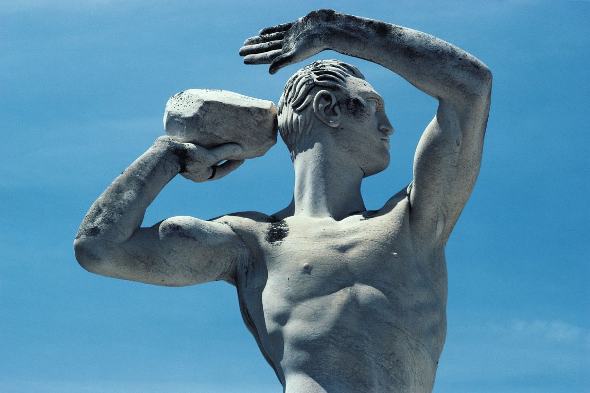 Athlete with Stone by Aroldo Bellini, from the Province of La Spezia (Photo by George Mott