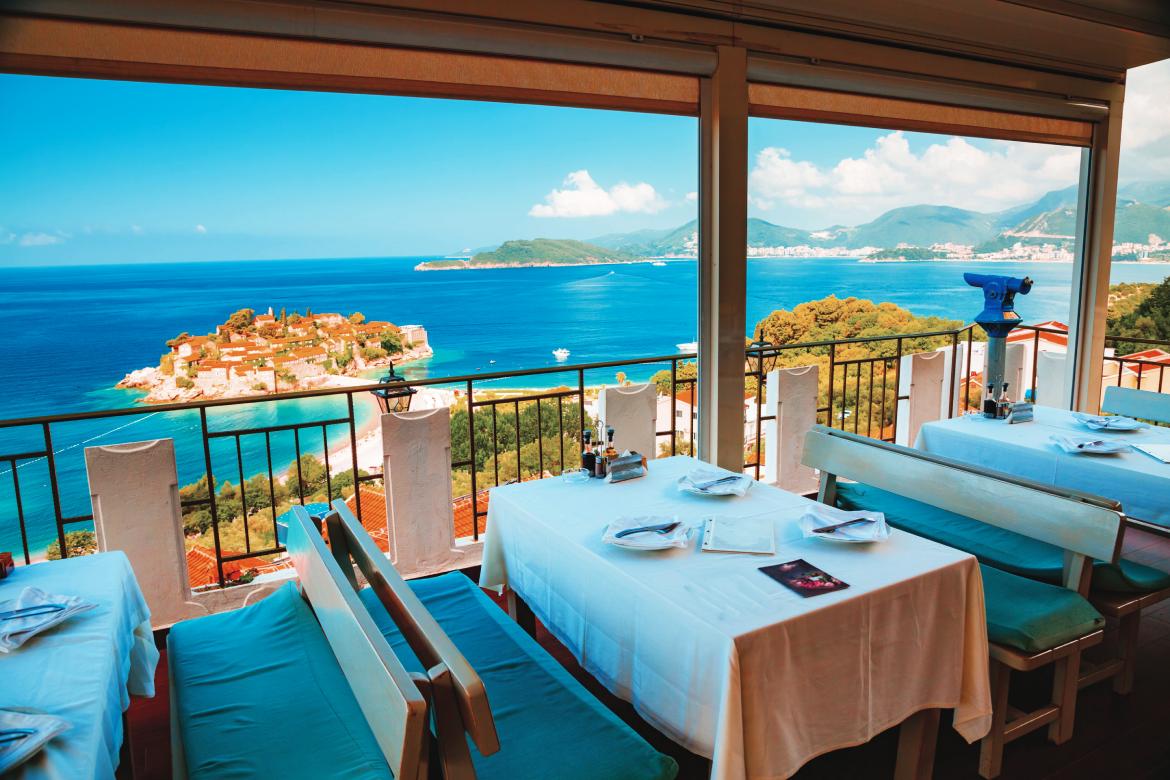 Restaurant With a View at Hotel Adrovic, Sveti Stefan, Montenegro (Photo by Creative Travel Projects)