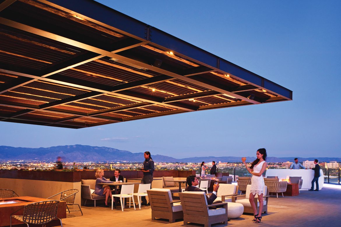 Level 5 Patio at Hotel Chaco, Albuquerque, New Mexico (Photo by Nick Merrick)