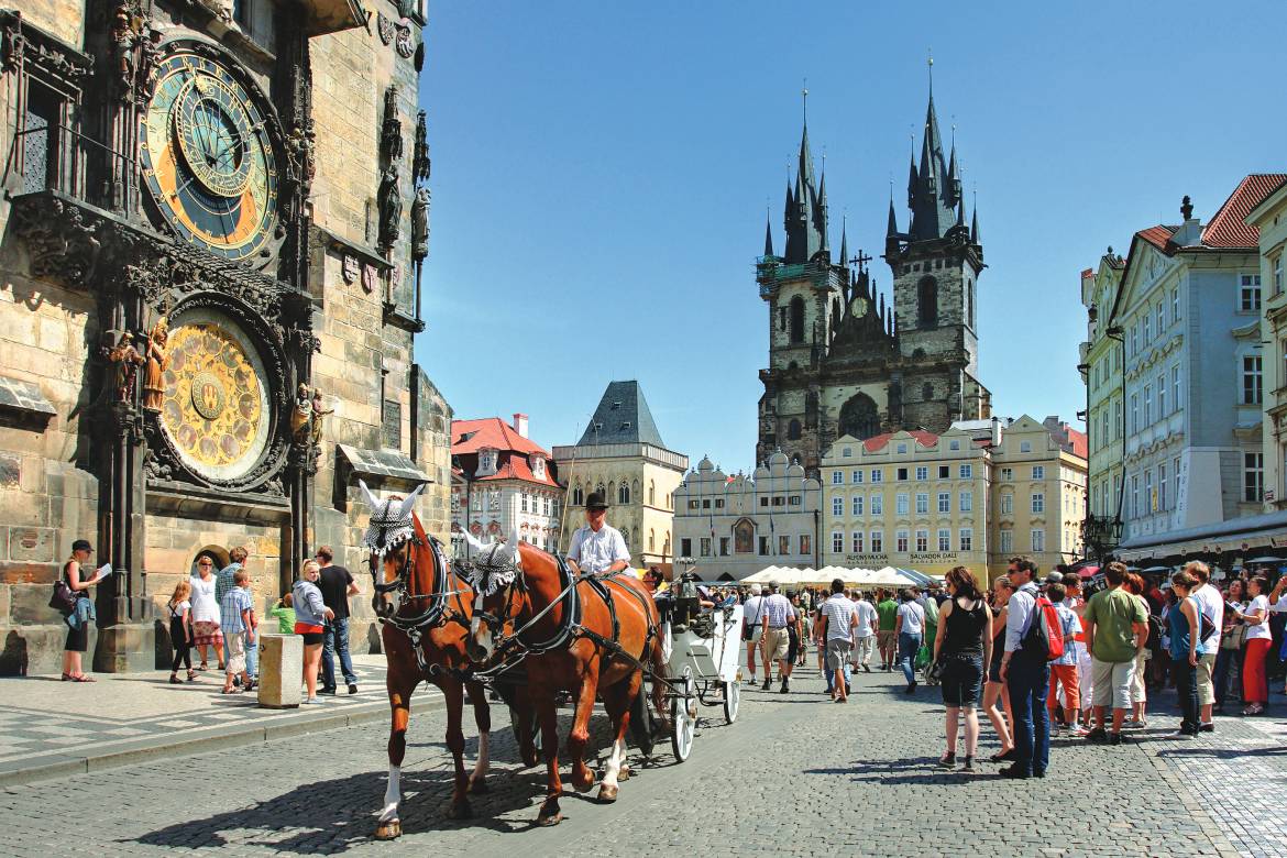 Prague Old Town Square, Tyn Church, and the Astronomical Clock (Photo by Rostislav Glinsky)