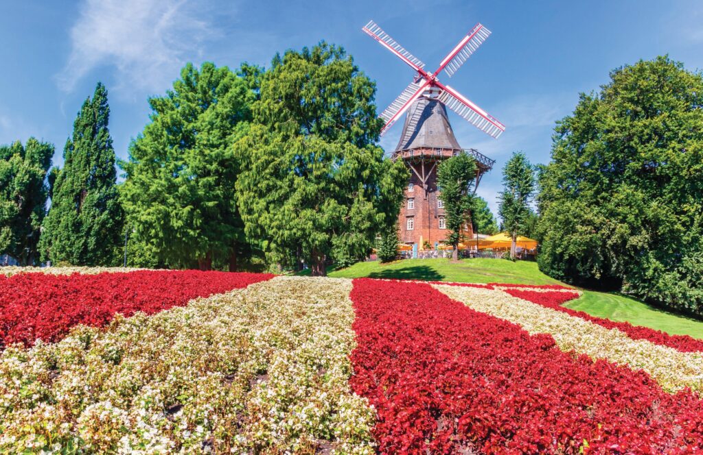 Flowers and Windmill in Bremen (Photo by Marc Venema)