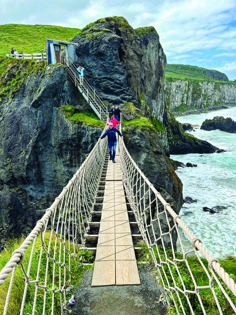 The Author Crossing the Carrick-a-Rede Rope Bridge (Photo by Arthur Wooten)