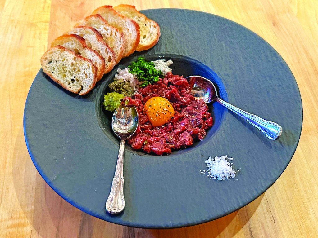 Tableside Beef Tartare at Cluny Bistro & Boulangerie (Photo by Jeff Heilman)