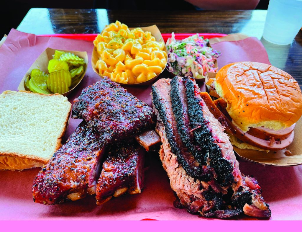 An Austin size platter of BBQ meats and sides (Photo by Ant DM)